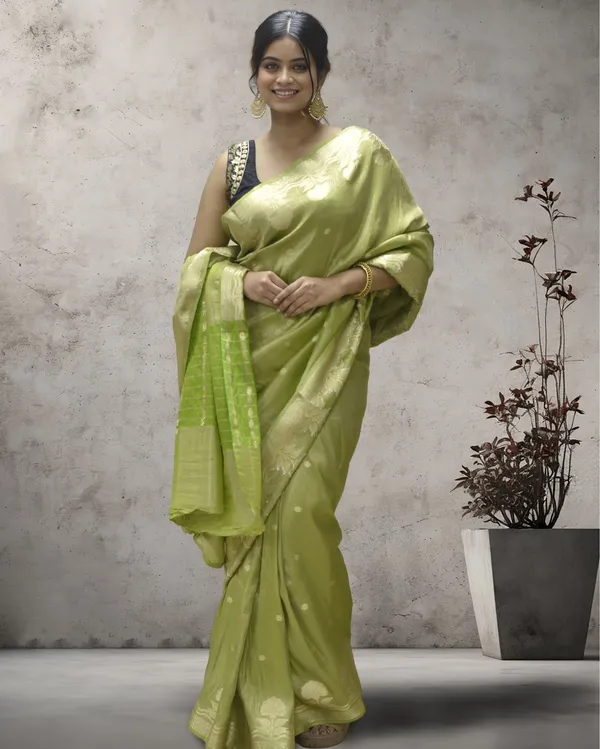 Olive_Green_Banarasi_Weaving_Tissue_Silk_Saree