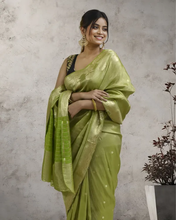 Olive_Green_Banarasi_Weaving_Tissue_Silk_Saree