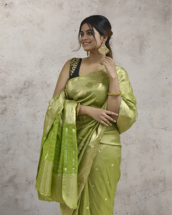 Olive_Green_Banarasi_Weaving_Tissue_Silk_Saree