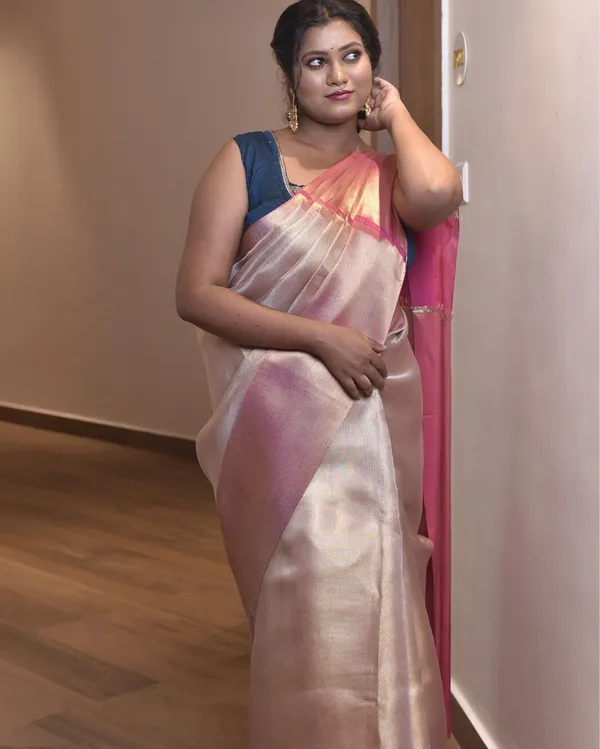 Champagne_Banarasi_Weaving_Tissue_Silk_Saree