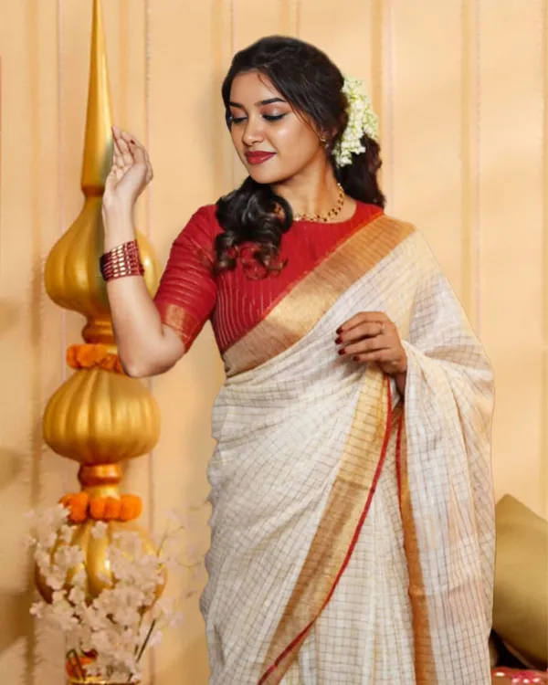 Parishuddhata_Off_White_Linen_Saree