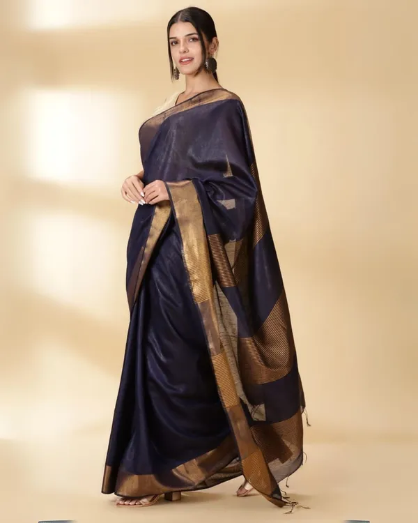 Blue_Akaash_Gamini_Bold_Pure_Cotton_Silk_Saree