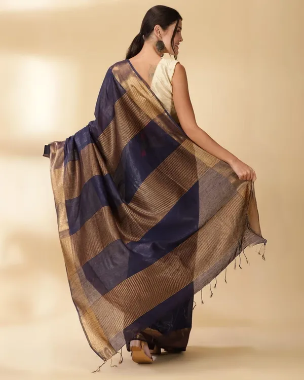 Blue_Akaash_Gamini_Bold_Pure_Cotton_Silk_Saree