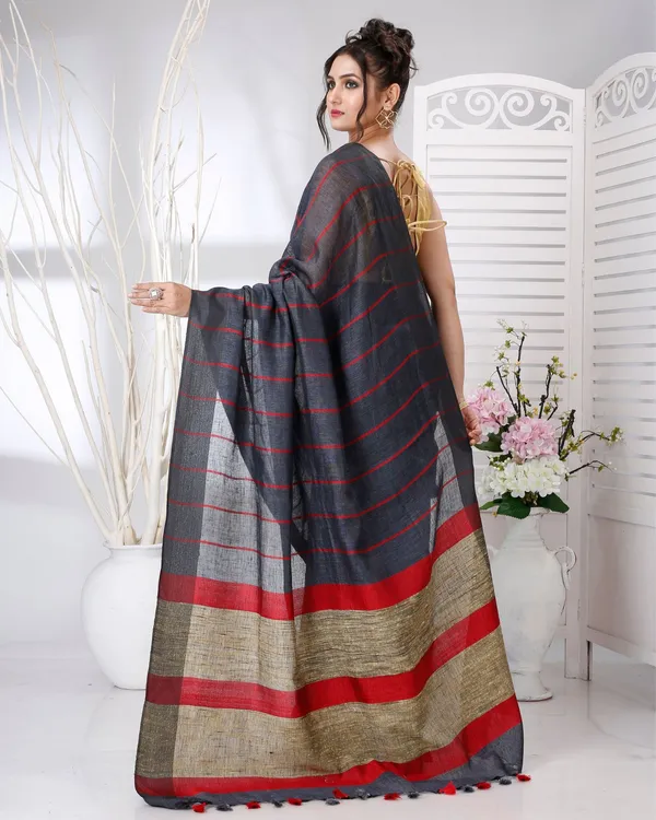 Alankaran_Pure_Linen_Purple_Saree