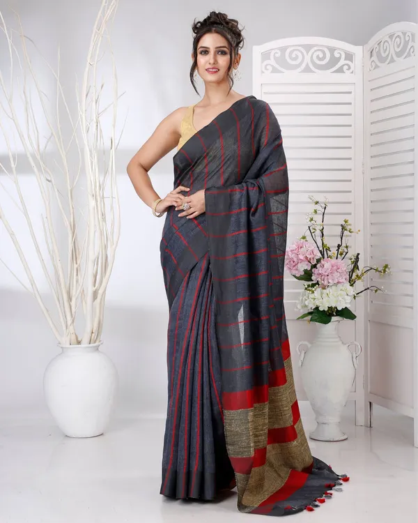 Alankaran_Pure_Linen_Purple_Saree