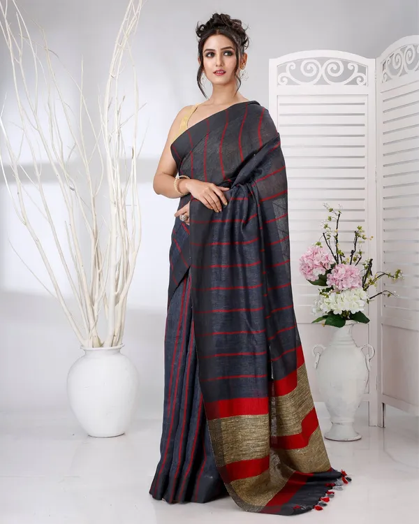 Alankaran_Pure_Linen_Purple_Saree
