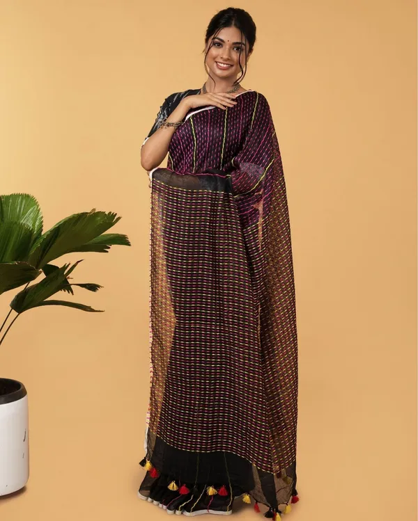 Alluring_Beauty_Black_Kantha_Saree