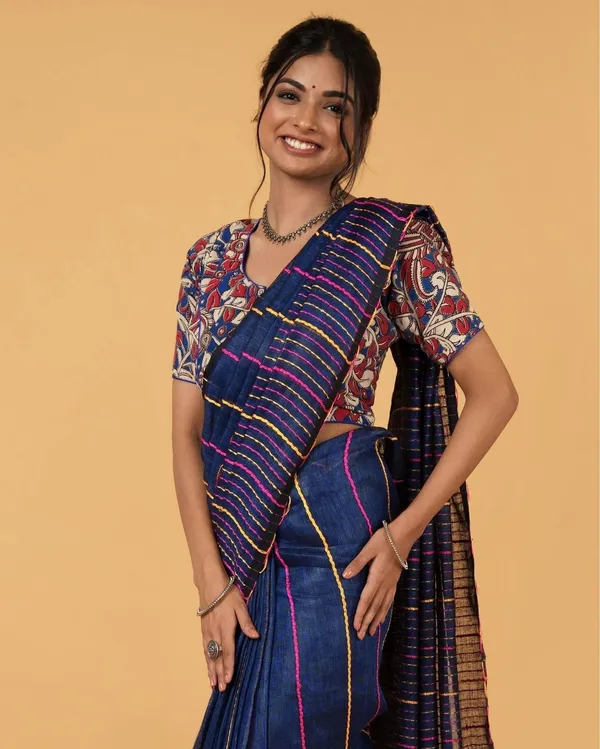 Alluring_Beauty_Blue_Kantha_Saree