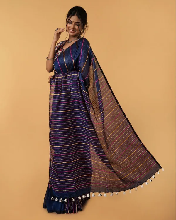Alluring_Beauty_Blue_Kantha_Saree