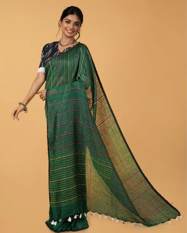 Alluring_Beauty_Green_Kantha_Saree