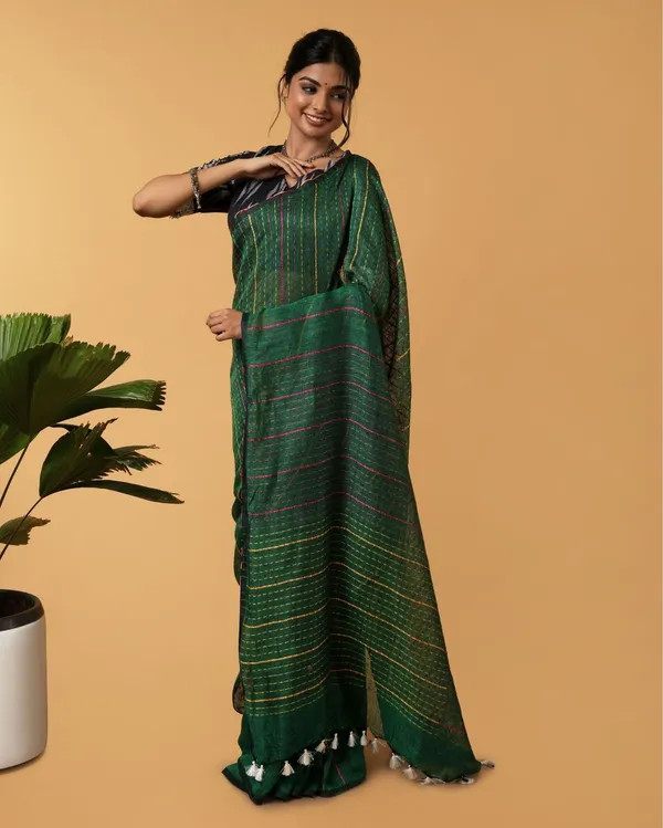 Alluring_Beauty_Green_Kantha_Saree