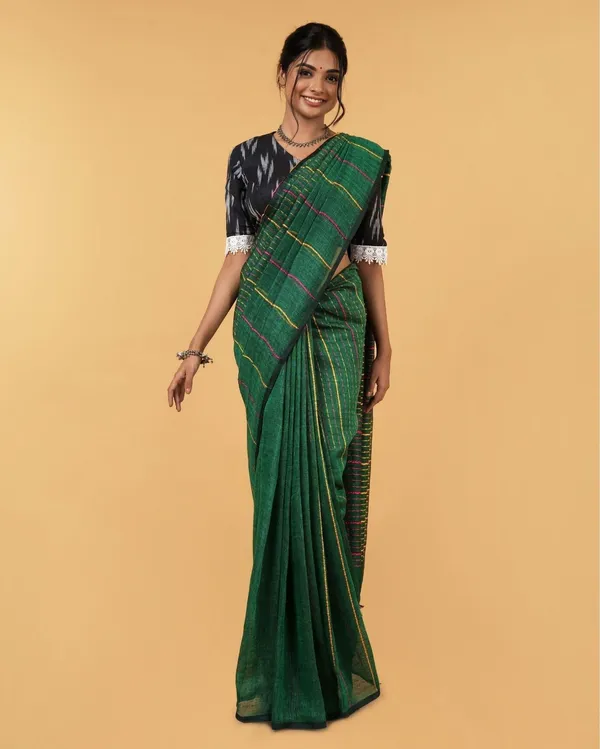 Alluring_Beauty_Green_Kantha_Saree