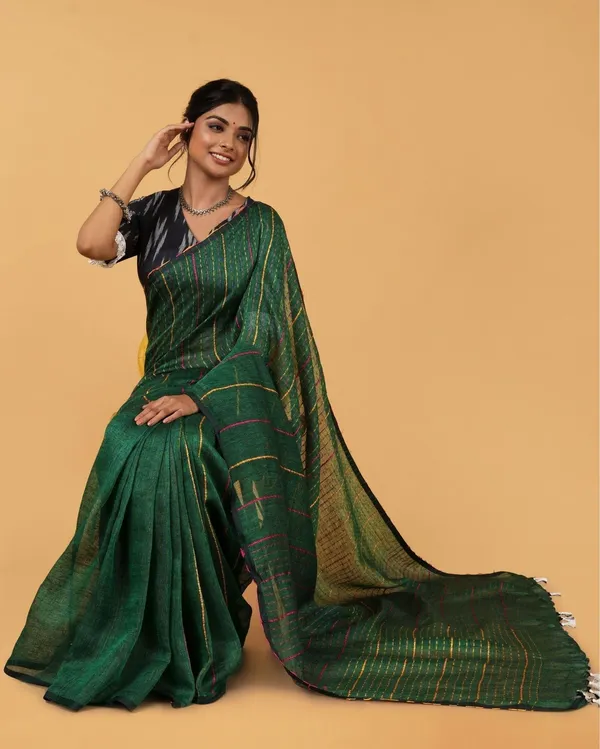 Alluring_Beauty_Green_Kantha_Saree