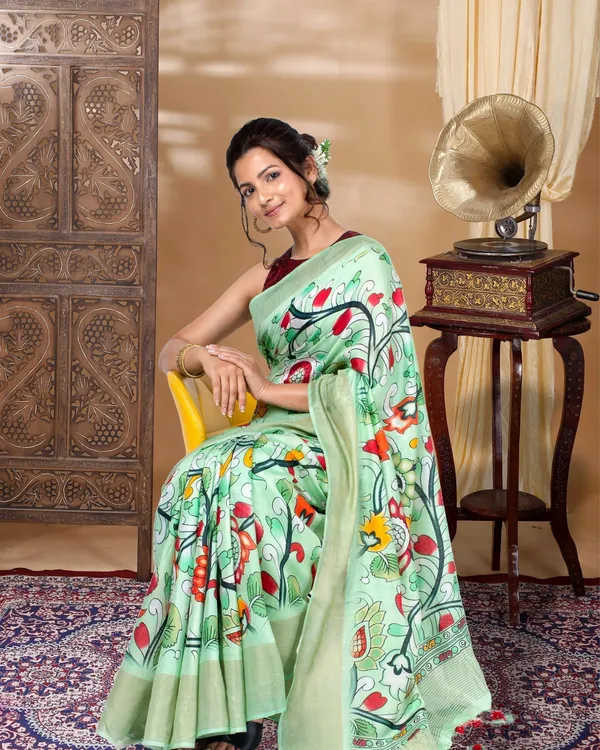 Bhanwara_Green_Silk_Saree