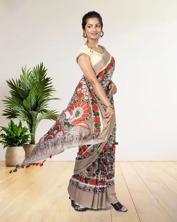 Bhanwara_Gray_Silk_Saree