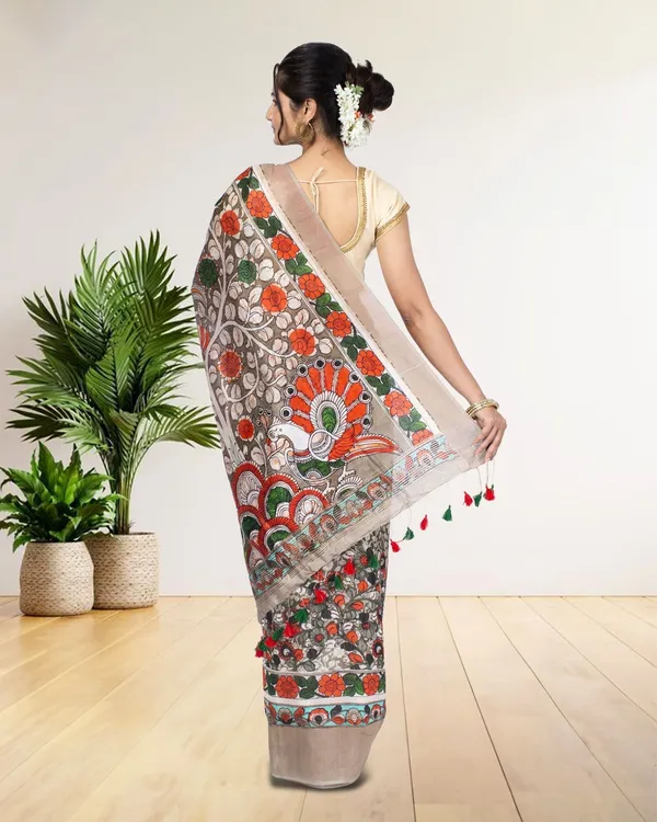 Bhanwara_Gray_Silk_Saree