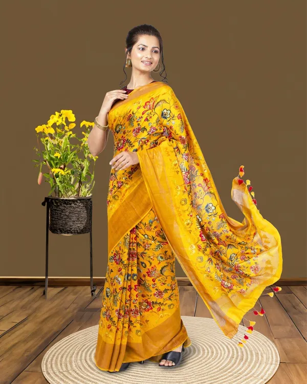 Bhanwara_Yellow_Silk_Saree
