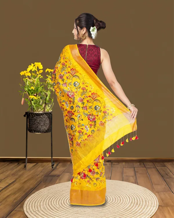 Bhanwara_Yellow_Silk_Saree