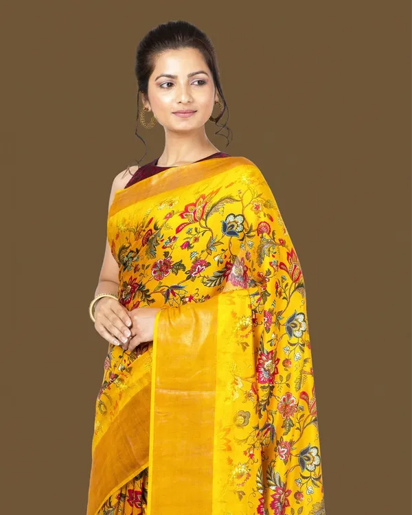Bhanwara_Yellow_Silk_Saree