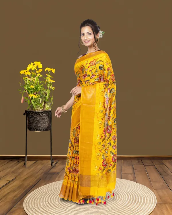 Bhanwara_Yellow_Silk_Saree