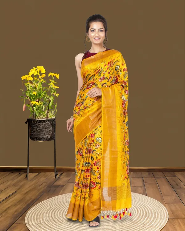 Bhanwara_Yellow_Silk_Saree