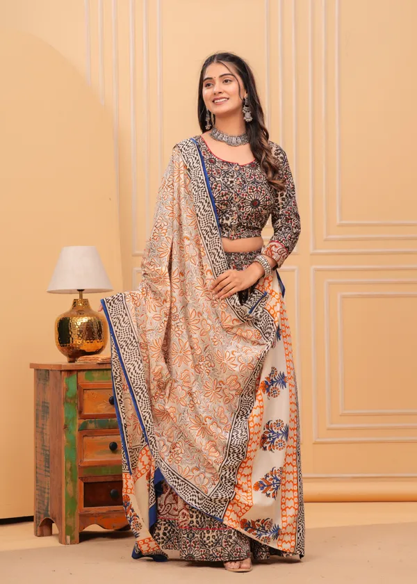Dharohar_Blockprinted_Black_&_Red_Lehanga_Choli_Set