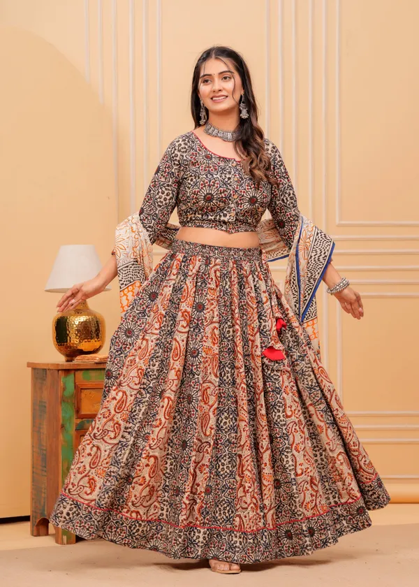 Dharohar_Blockprinted_Black_&_Red_Lehanga_Choli_Set
