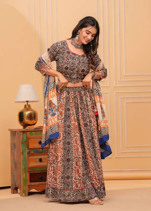 Dharohar_Blockprinted_Black_&_Red_Lehanga_Choli_Set