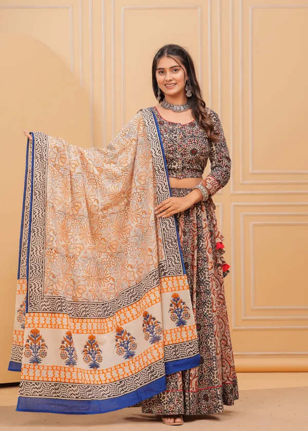 Dharohar_Blockprinted_Black_&_Red_Lehanga_Choli_Set