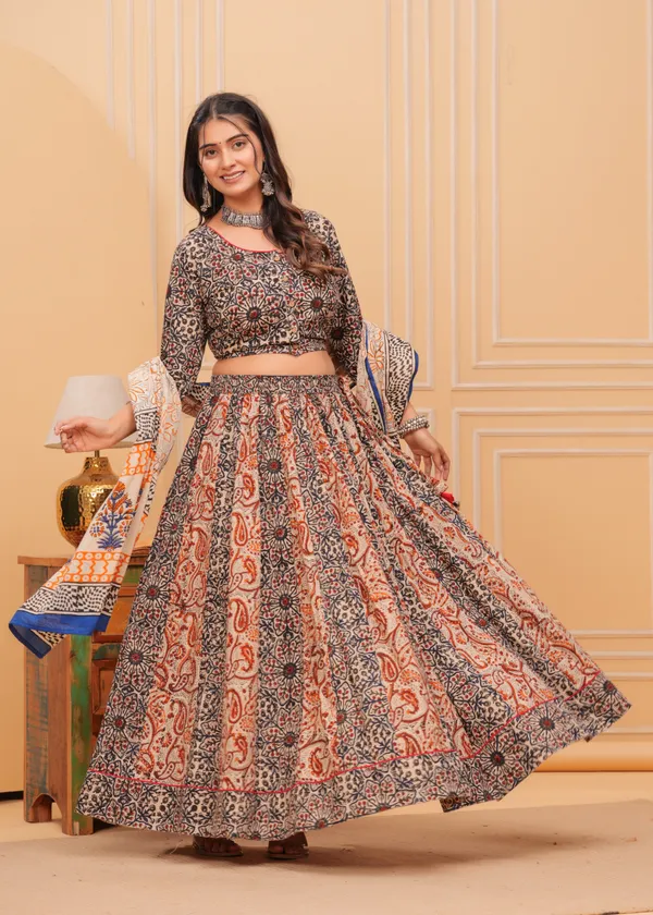 Dharohar_Blockprinted_Black_&_Red_Lehanga_Choli_Set