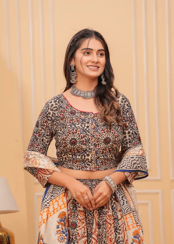 Dharohar_Blockprinted_Black_&_Red_Lehanga_Choli_Set