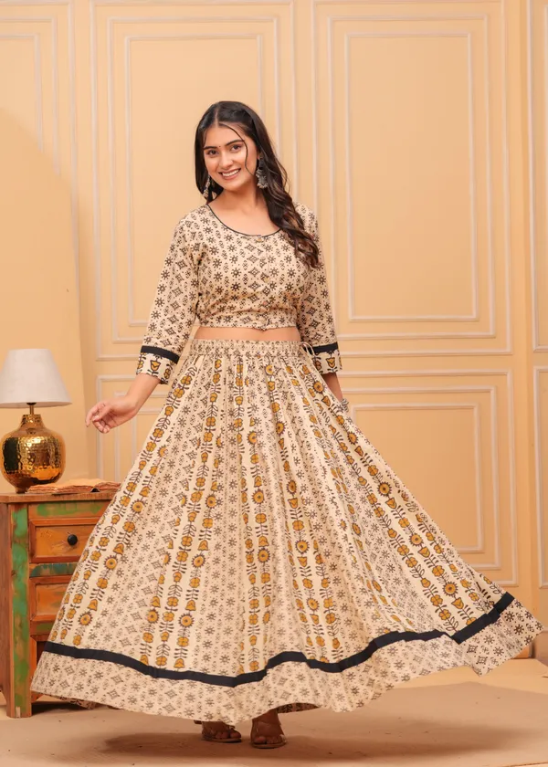 Dharohar_Blockprinted_Creamy_Beige_Lehanga_Choli_Set