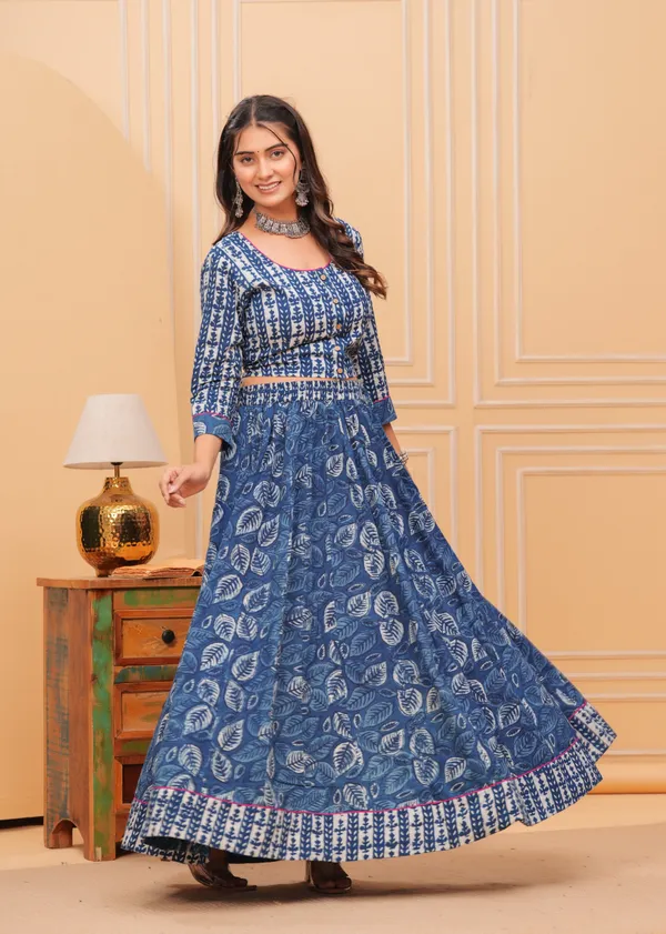 Dharohar_Blockprinted_Elegant_Indigo_Lehanga_Choli_Set