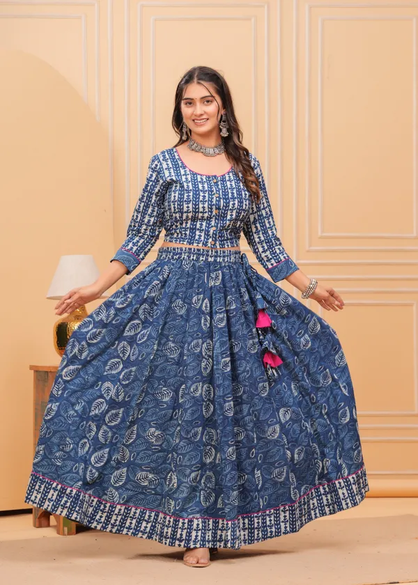 Dharohar_Blockprinted_Elegant_Indigo_Lehanga_Choli_Set