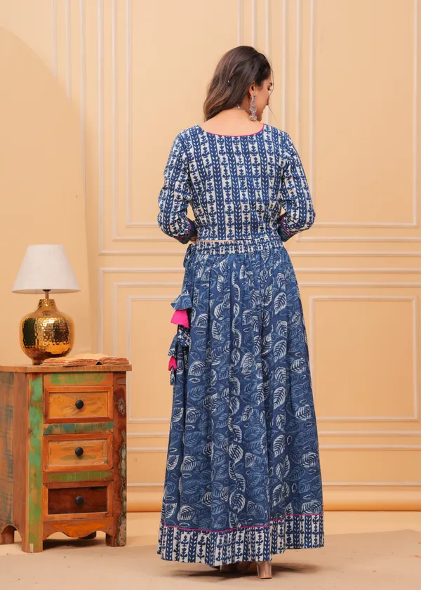 Dharohar_Blockprinted_Elegant_Indigo_Lehanga_Choli_Set