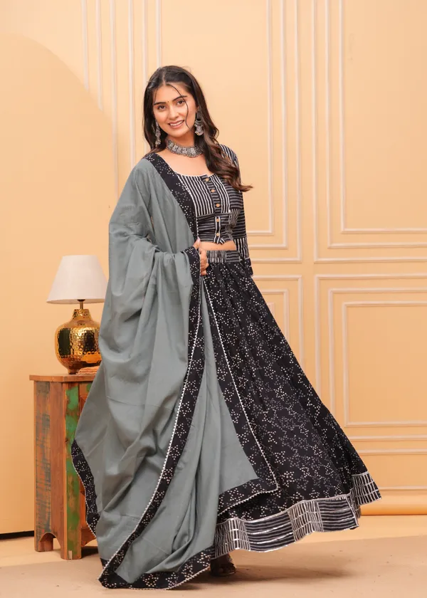 Dharohar_Blockprinted_Inky_Black_Lehanga_Choli_Set