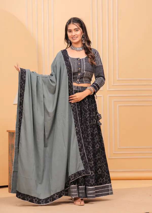 Dharohar_Blockprinted_Inky_Black_Lehanga_Choli_Set