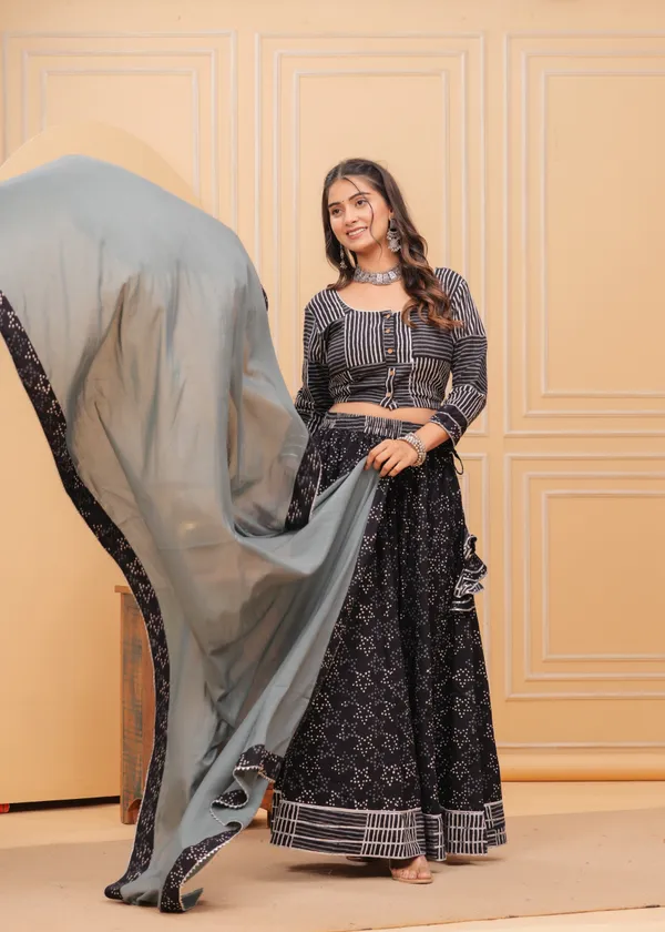 Dharohar_Blockprinted_Inky_Black_Lehanga_Choli_Set