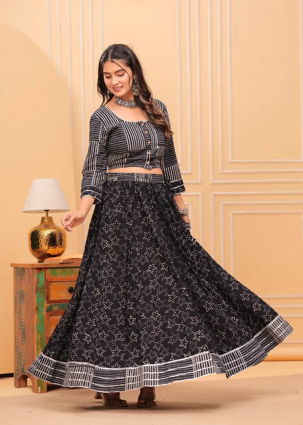 Dharohar_Blockprinted_Inky_Black_Lehanga_Choli_Set