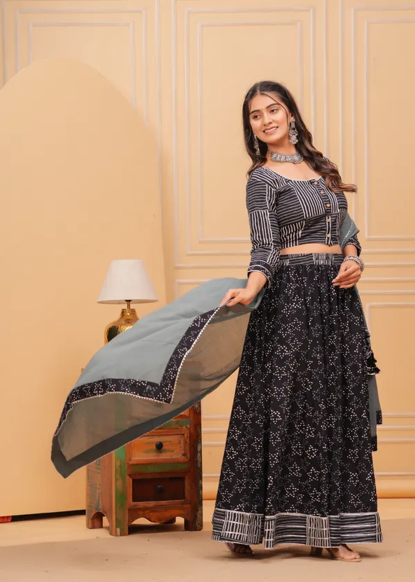 Dharohar_Blockprinted_Inky_Black_Lehanga_Choli_Set