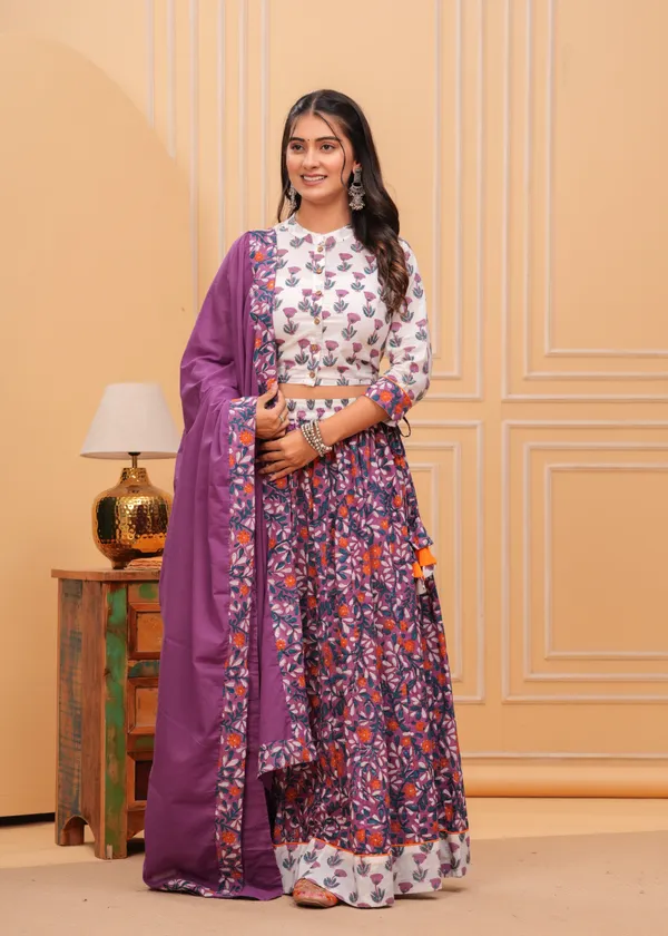 Dharohar_Blockprinted_Orchid_Purple_Lehanga_Choli_Set
