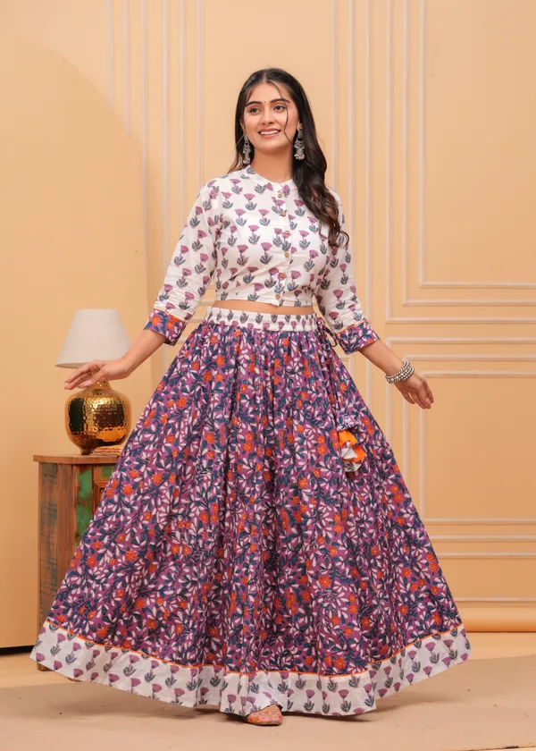 Dharohar_Blockprinted_Orchid_Purple_Lehanga_Choli_Set