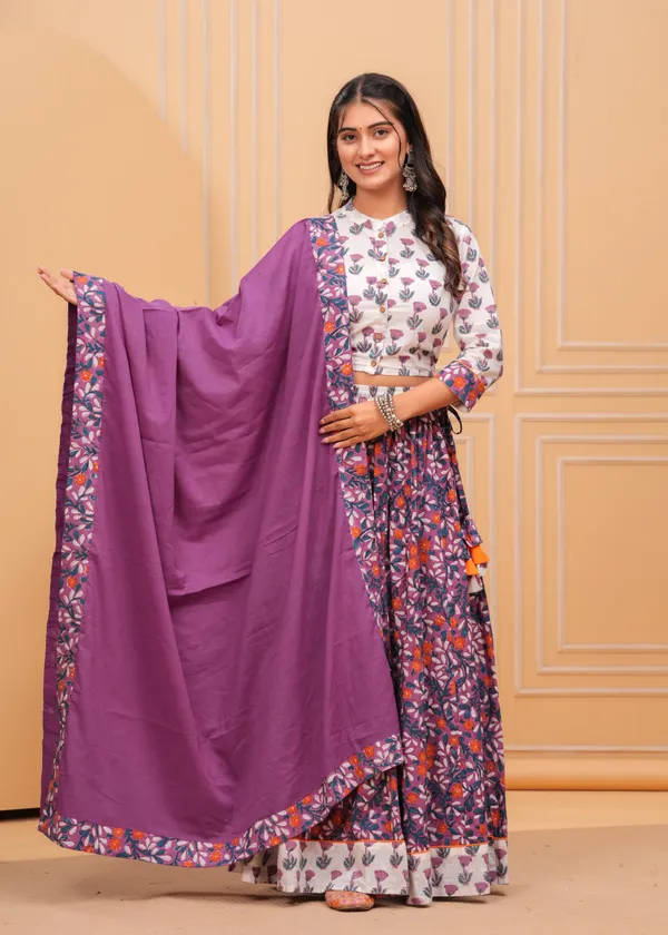 Dharohar_Blockprinted_Orchid_Purple_Lehanga_Choli_Set