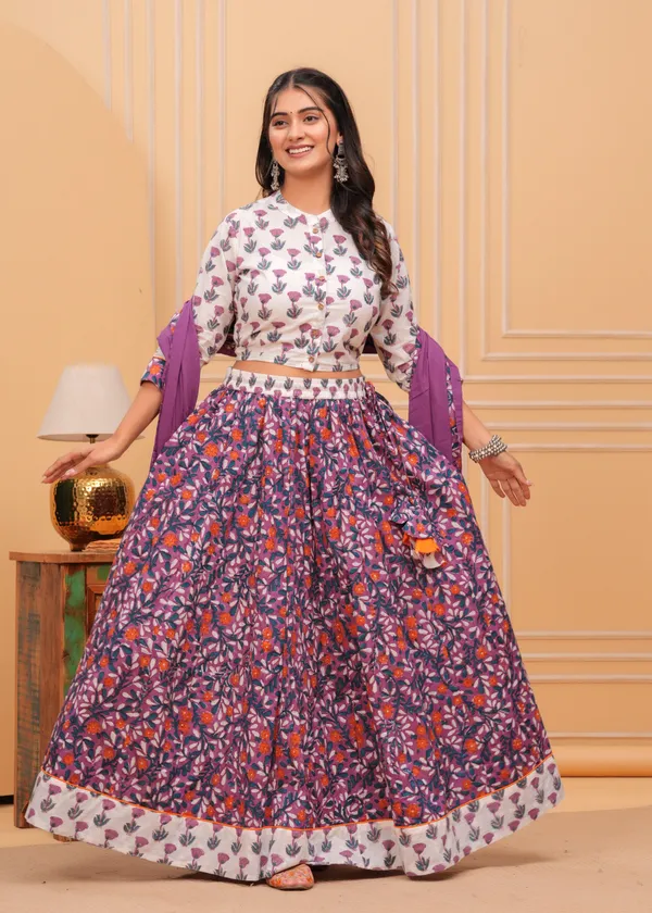 Dharohar_Blockprinted_Orchid_Purple_Lehanga_Choli_Set