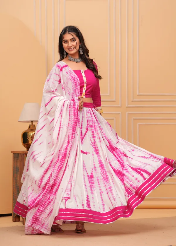 Dharohar_Blockprinted_Pink_&_White_Lehanga_Choli_Set
