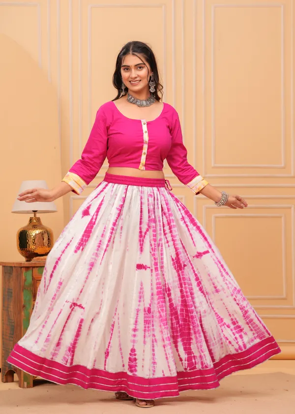 Dharohar_Blockprinted_Pink_&_White_Lehanga_Choli_Set