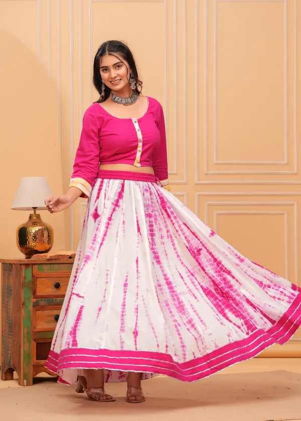 Dharohar_Blockprinted_Pink_&_White_Lehanga_Choli_Set