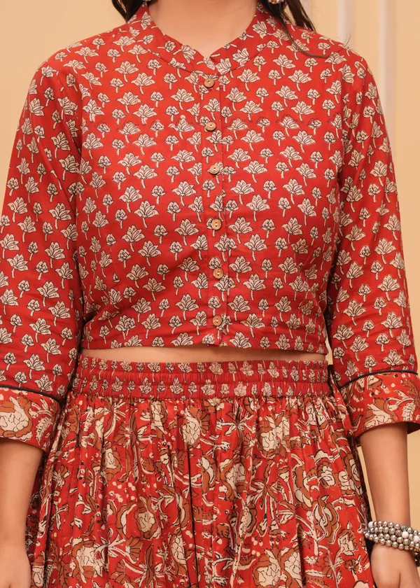 Dharohar_Blockprinted_Scarlet_Red_Lehanga_Choli_Set