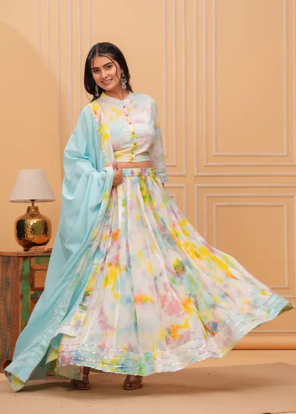 White_&_Blue_Dharohar_Block_Printed_Lehanga_Choli_Set