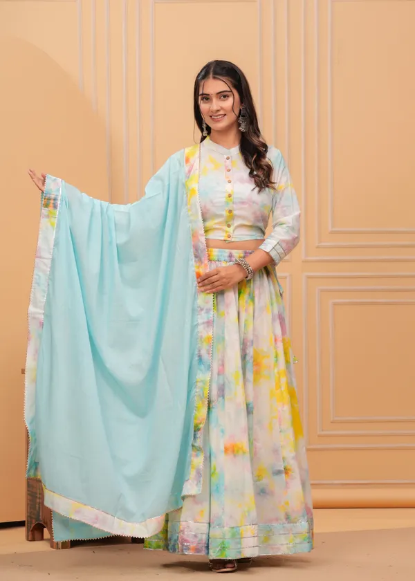 White_&_Blue_Dharohar_Block_Printed_Lehanga_Choli_Set